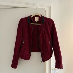 Rebecca Taylor Burgundy Tweed Jacket